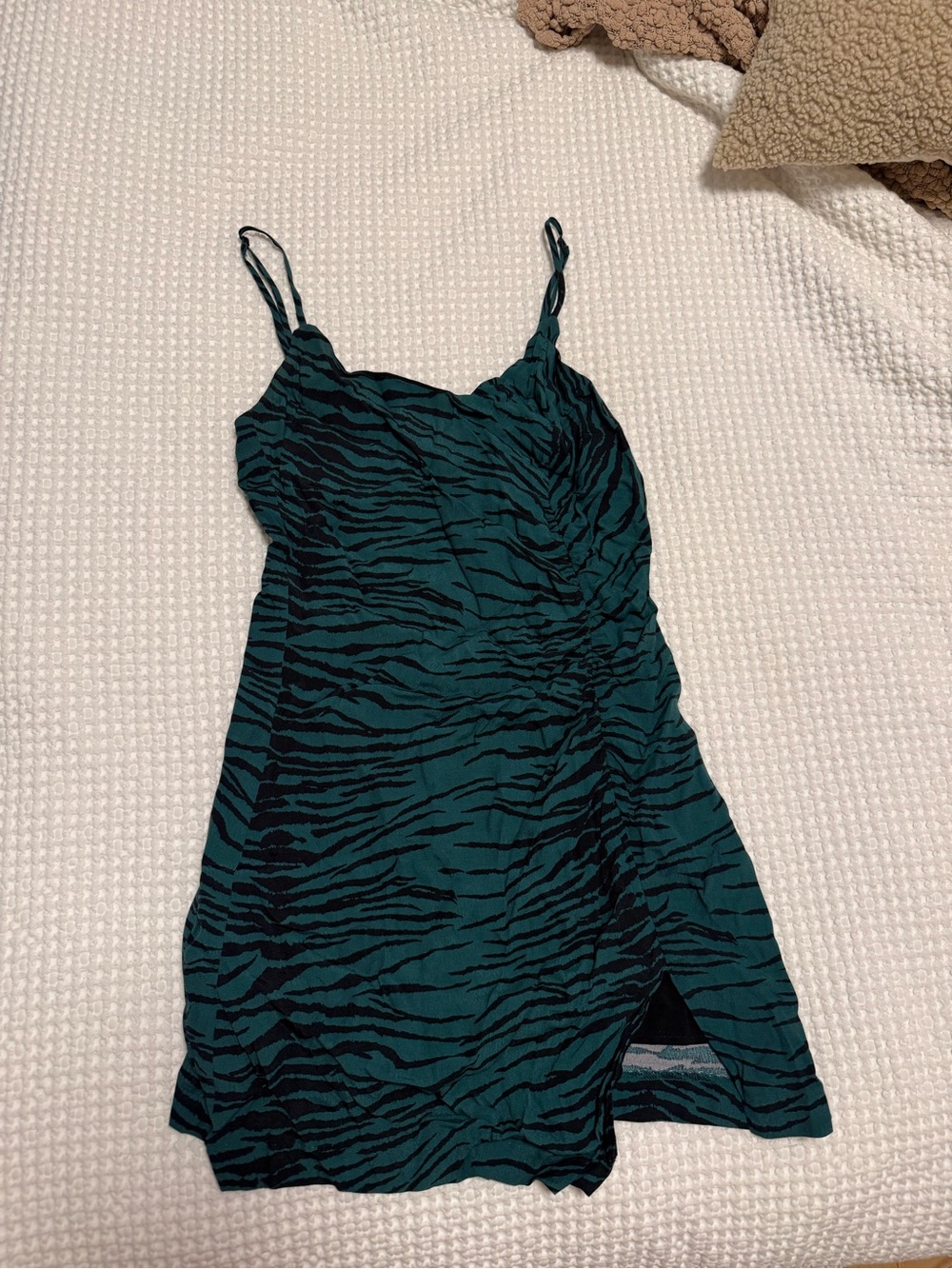 Capulet Teal Zebra-Print Slip Mini Dress